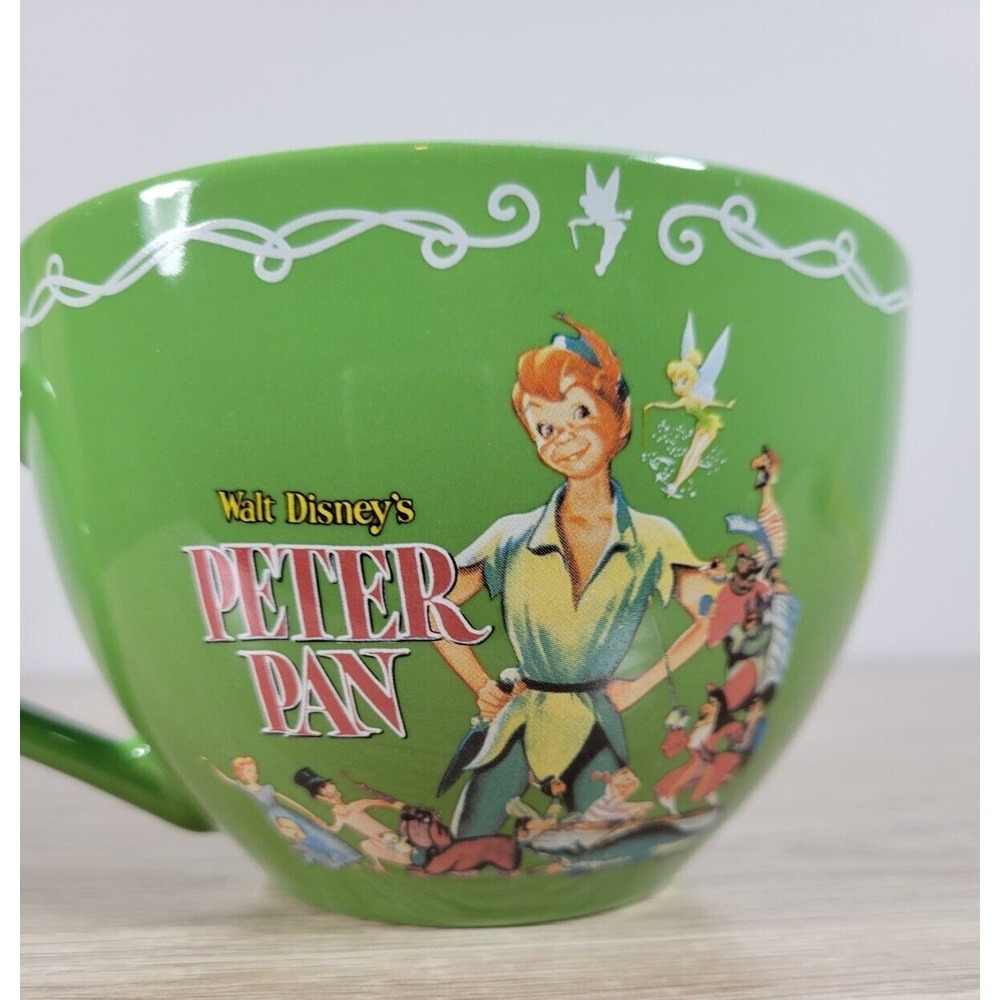 Disney Store Peter Pan Tinkerbell Hook Large Green Mug Soup Bowl Cup